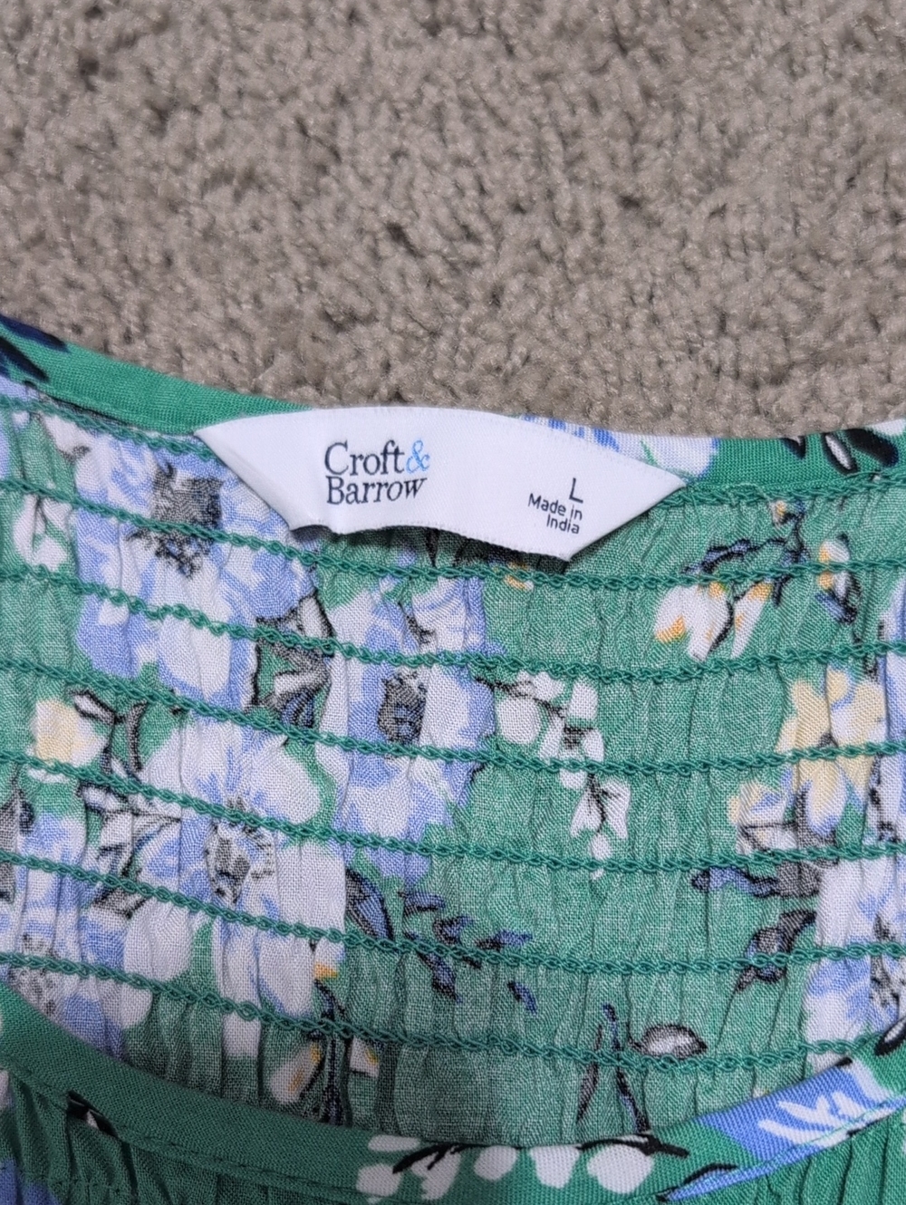 Croft & Barrow Floral Sleeveless Dress with Smocked Bodice Size Large - Picture 6 of 8